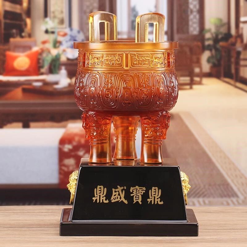 千秋礼业琉璃工艺品大号鼎摆件三足鼎办公室桌面S装饰开业乔迁礼