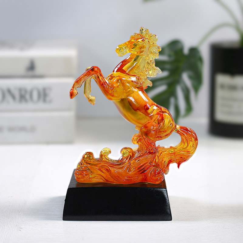 招财琉璃马摆件现代简约客厅酒柜办D公室装饰马到成功开业商务礼