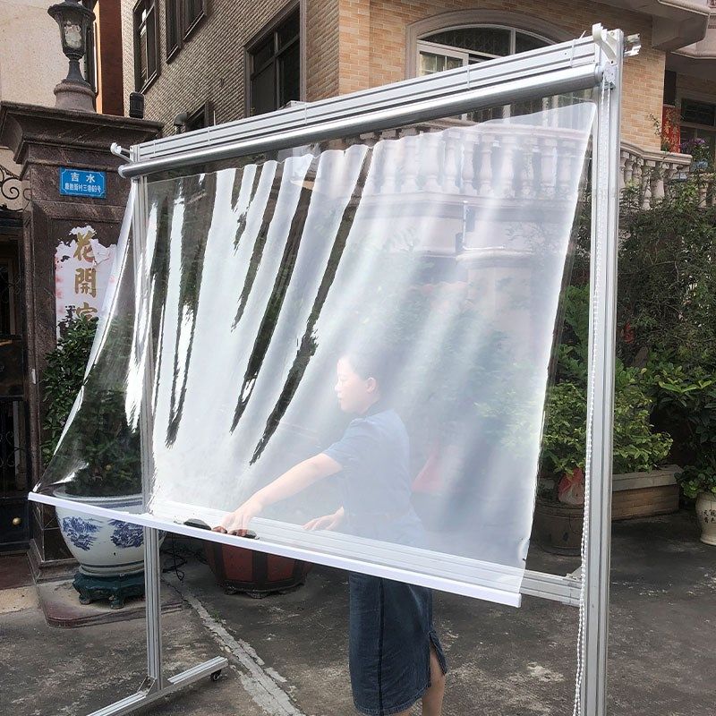 新款阳台厨房定制透明pvc卷帘防水挡风挡L雨隔断帘免打孔塑料窗帘