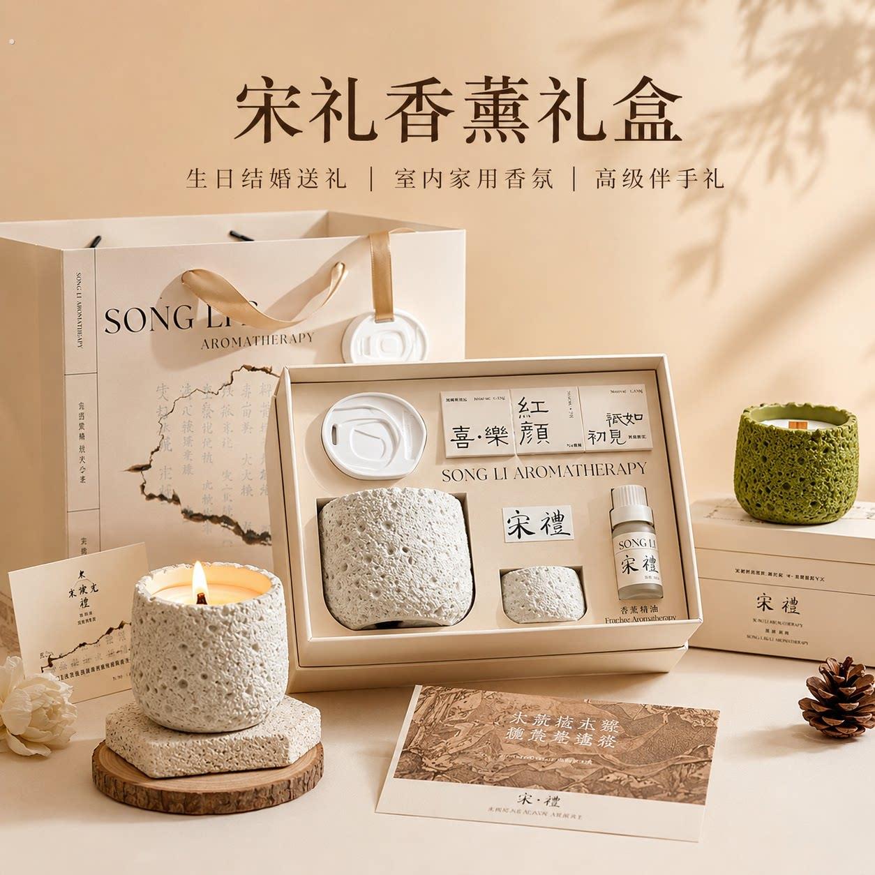 宋礼香薰蜡烛礼盒室内家用生日结婚女生礼物创意高级伴手礼套装