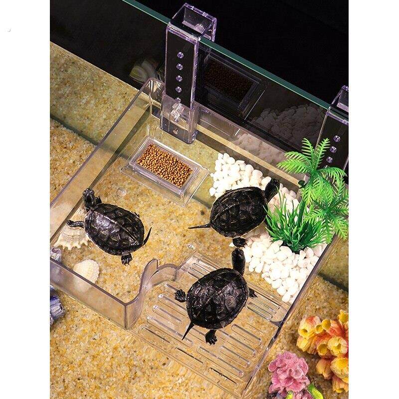 乌龟楼梯乌龟晒台亚克力深水晒背爬台壁挂式造景爬梯高水位浮台