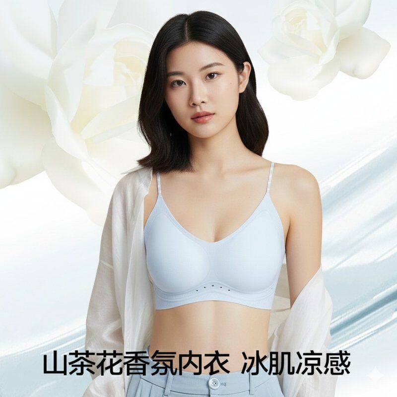 樱花影【买一送一】粉底液聚拢一片式薄款四季无痕舒适内衣小胸女