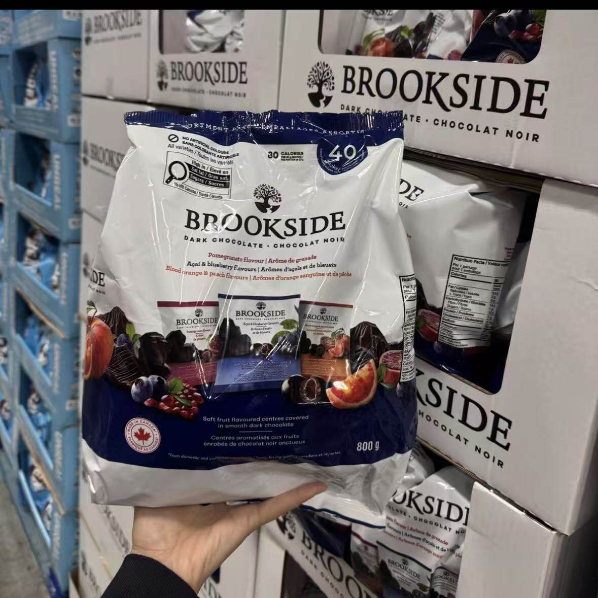 美国Brookside蓝莓和覆盆子枸杞血橙子夹心黑巧克力豆 800g