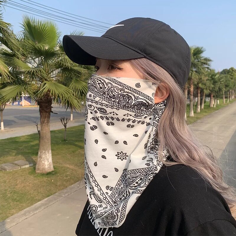 黑色腰果防晒面罩男女同款骑行面
