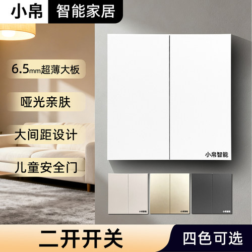 小帛暗装86型双联双控开关两开
