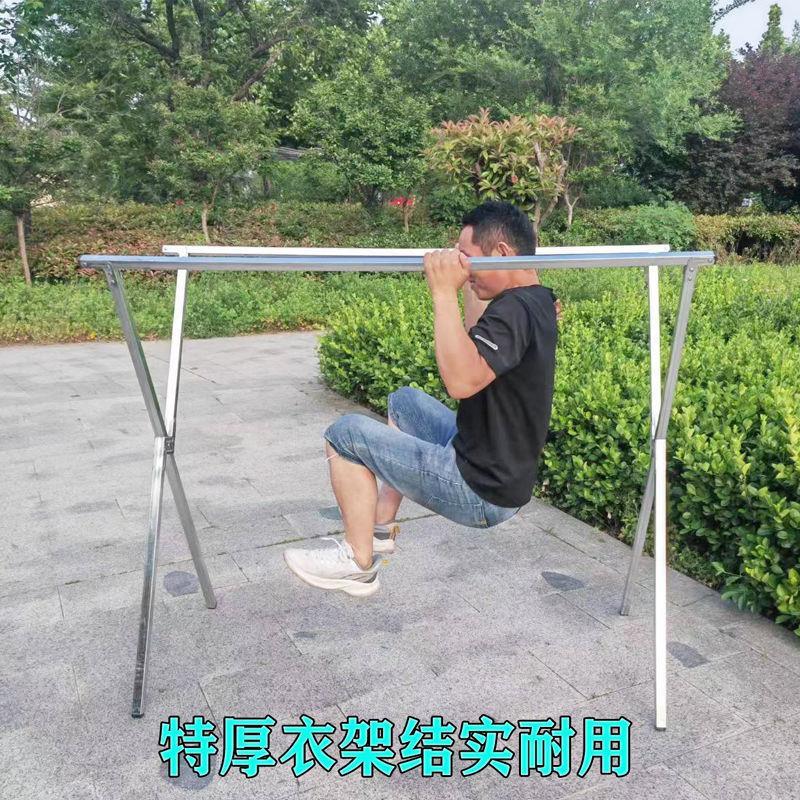 加厚1.5米双杆晾衣架落地式夜市摆摊挂衣服架折叠室外衣架可携式