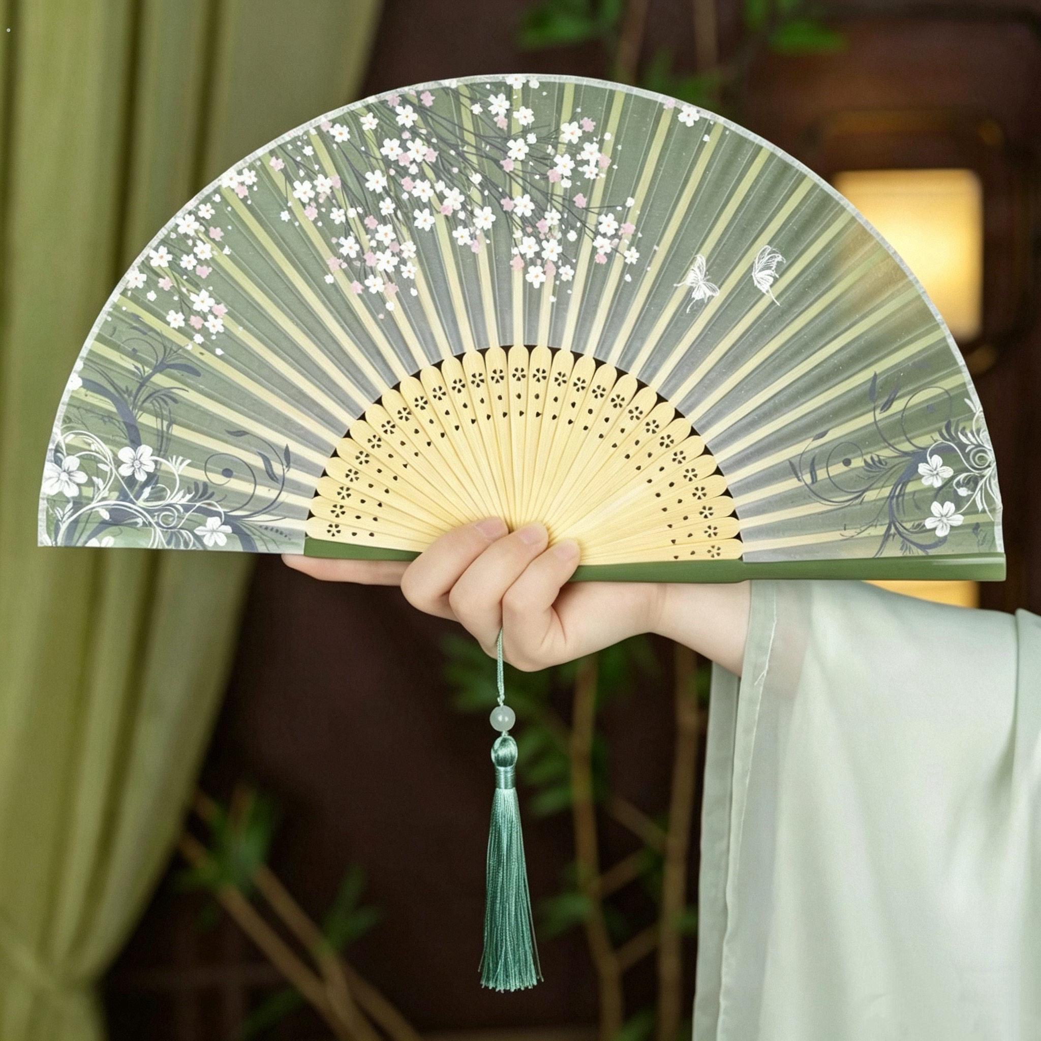 新款古风扇子折扇中国风夏季便携古代汉服旗折叠小竹扇子仿真丝扇