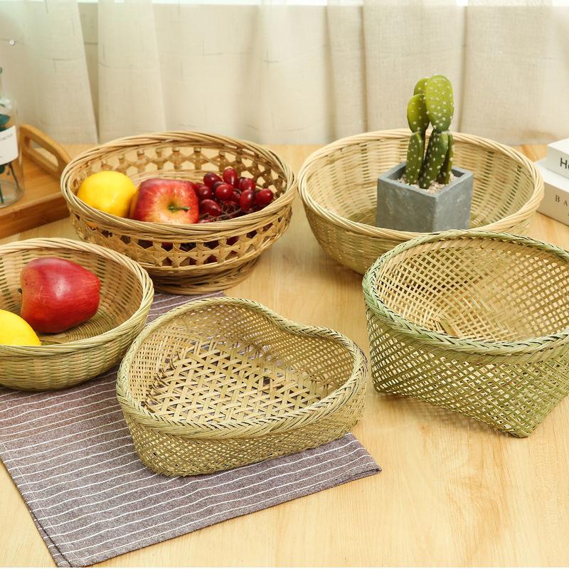 竹制品家用圆簸箕有孔竹筛子米筛竹编制品农家干货晾晒竹匾竹筐篮