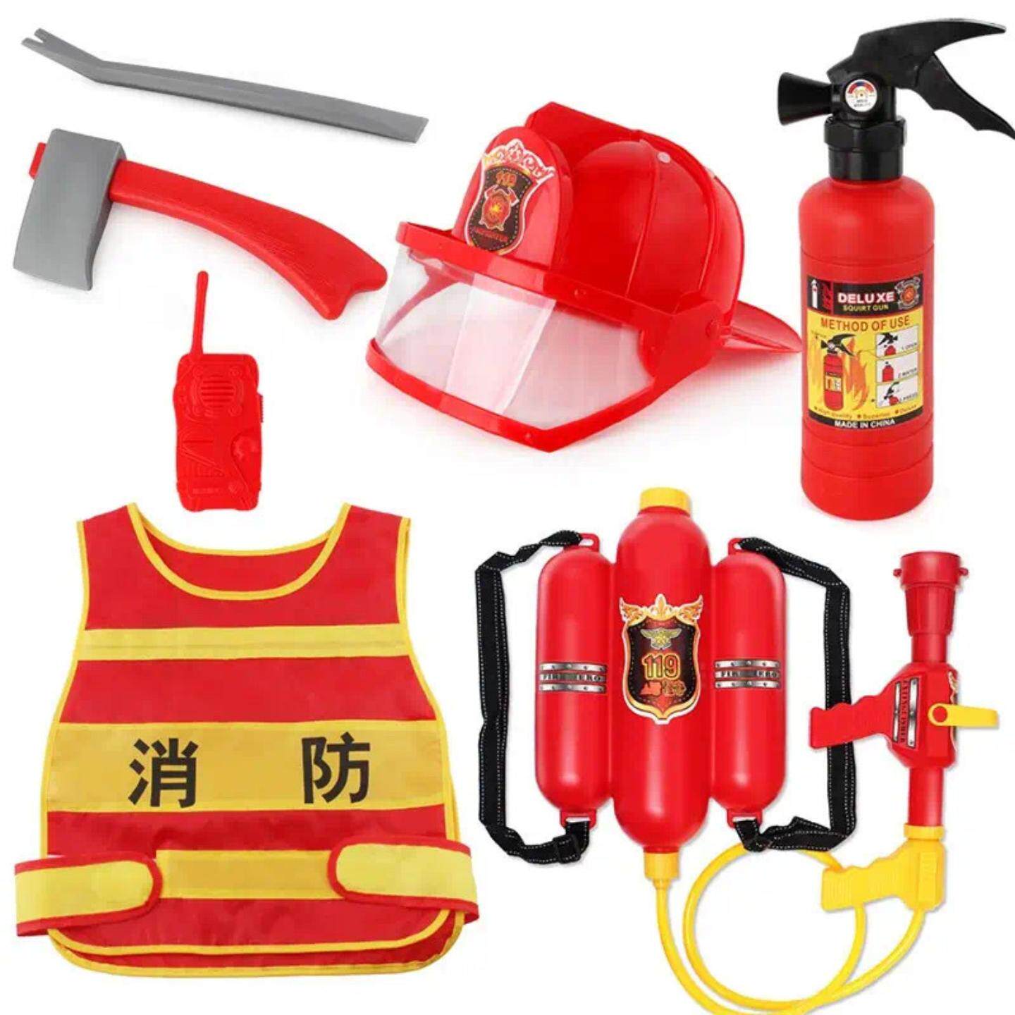 儿童消防员服装水枪玩具抽拉式