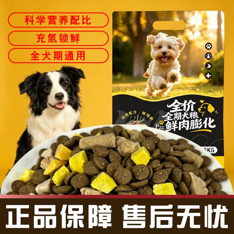 鲜肉膨化全价营养犬粮幼老皆宜