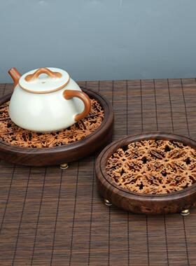 陶迷黑胡桃木杯垫 核桃茶台核桃壶承茶道茶杯垫托杯子垫隔热垫