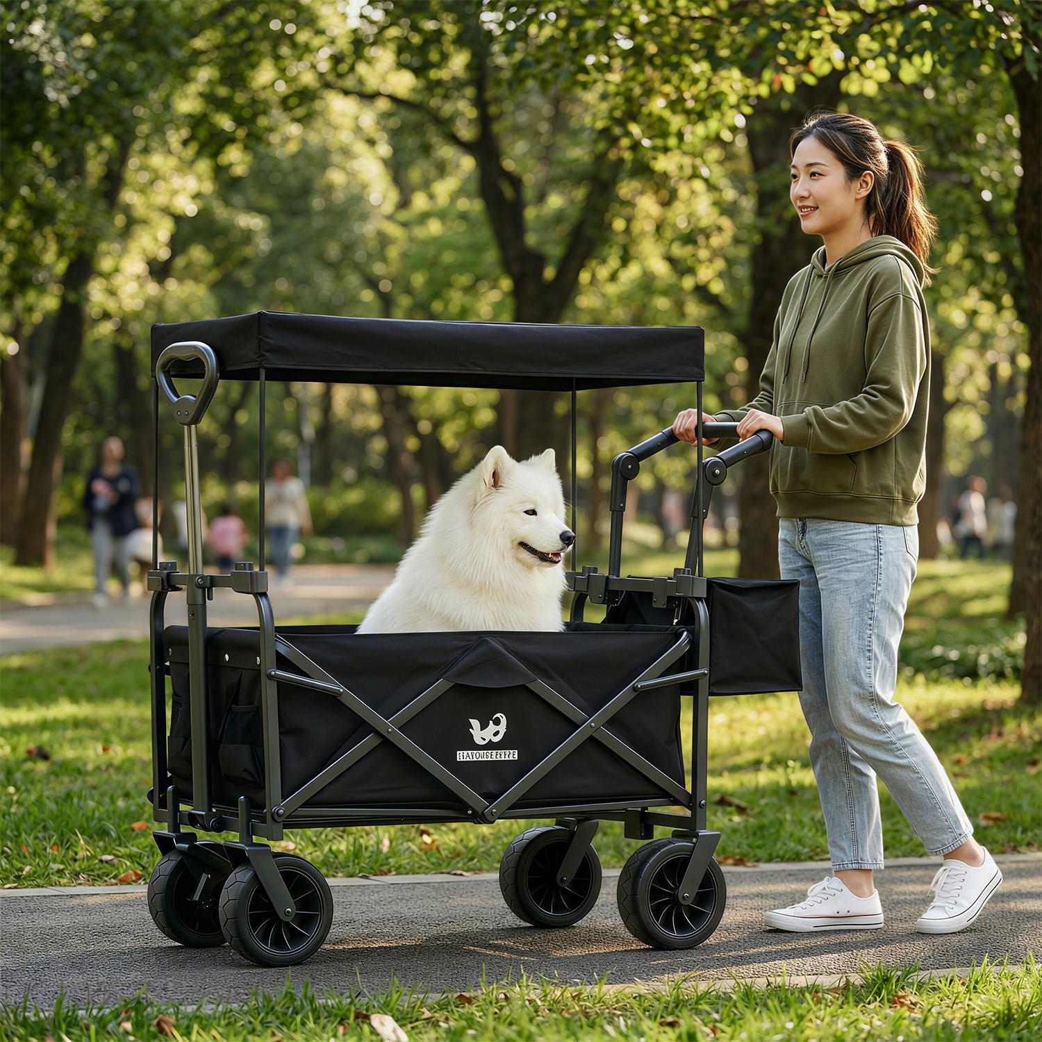 宠物推车大型犬中型犬轻便可折叠一键收车小推车萨摩耶手推车遮阳