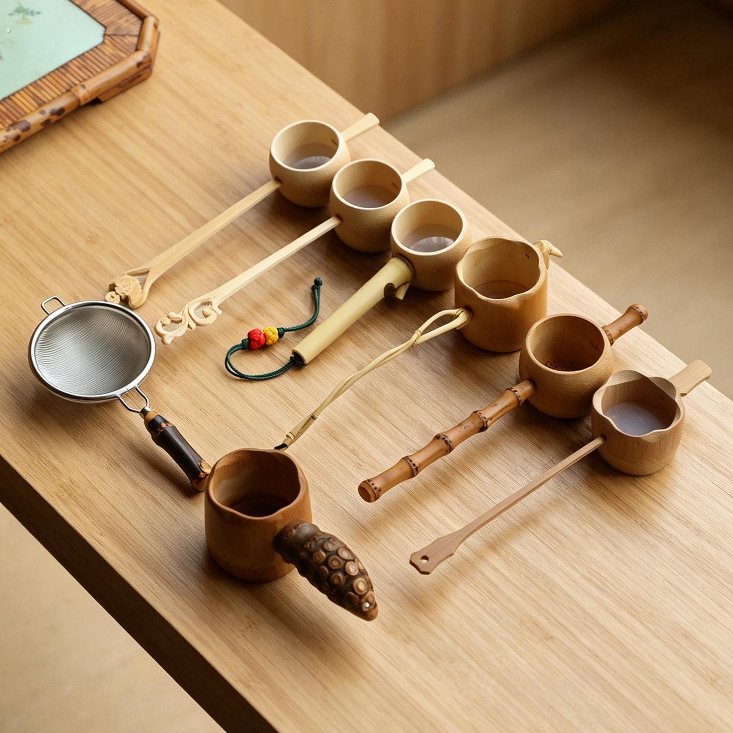 竹制茶滤竹木茶具套装功夫茶具配件茶杯茶勺茶道用品复古茶艺