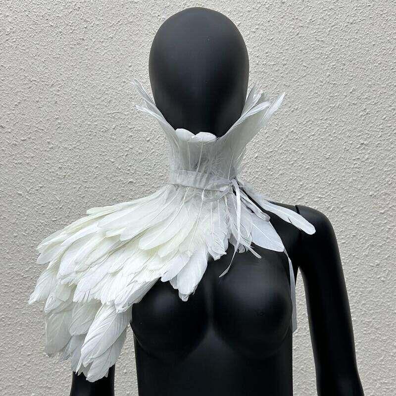 哥特风格羽毛披肩假领子舞台走秀化妆舞会万圣节服装配件