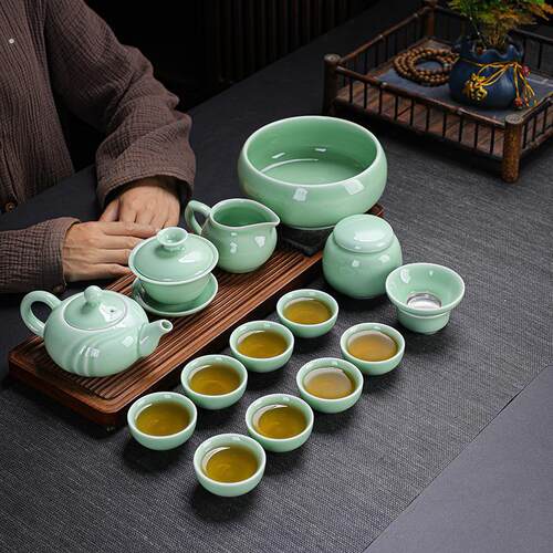 盖碗中国风茶具老式泡茶敬茶碗高档套装陶瓷家用茶壶办公简约