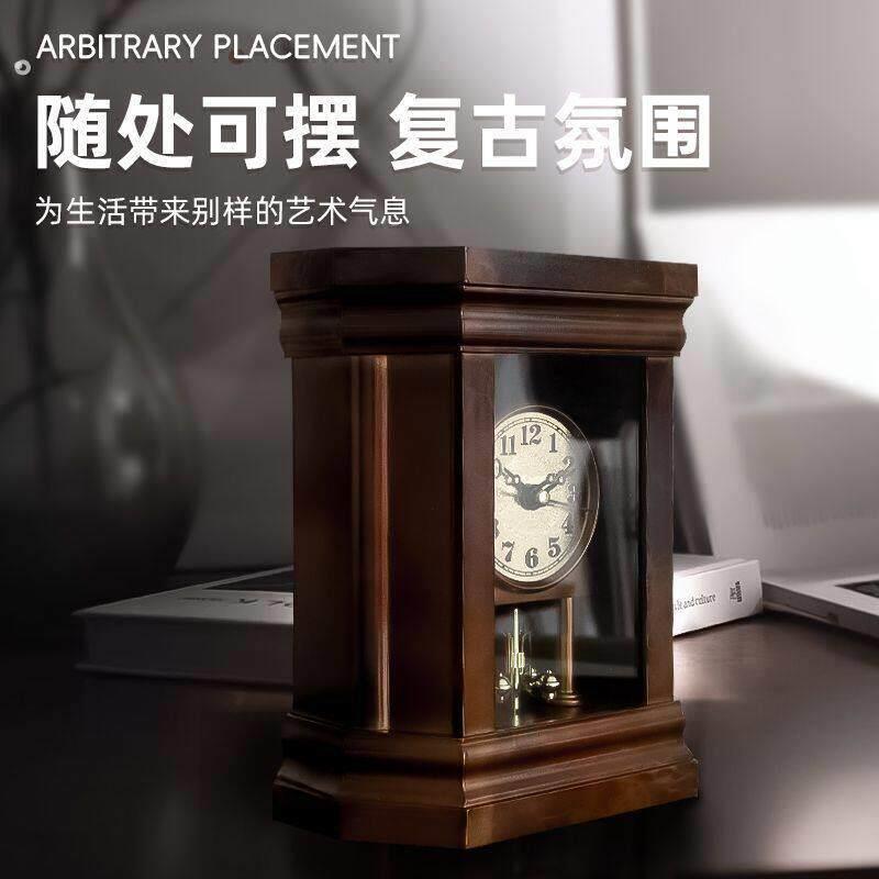 中国风古钟表卧室家用座钟客厅仿古老式摆钟美式桌面摆件台式坐钟