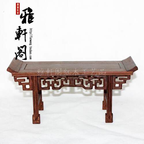 红木雕无抽小琴桌鸡翅木琴台中式仿古微型小家具工艺品摆件底座
