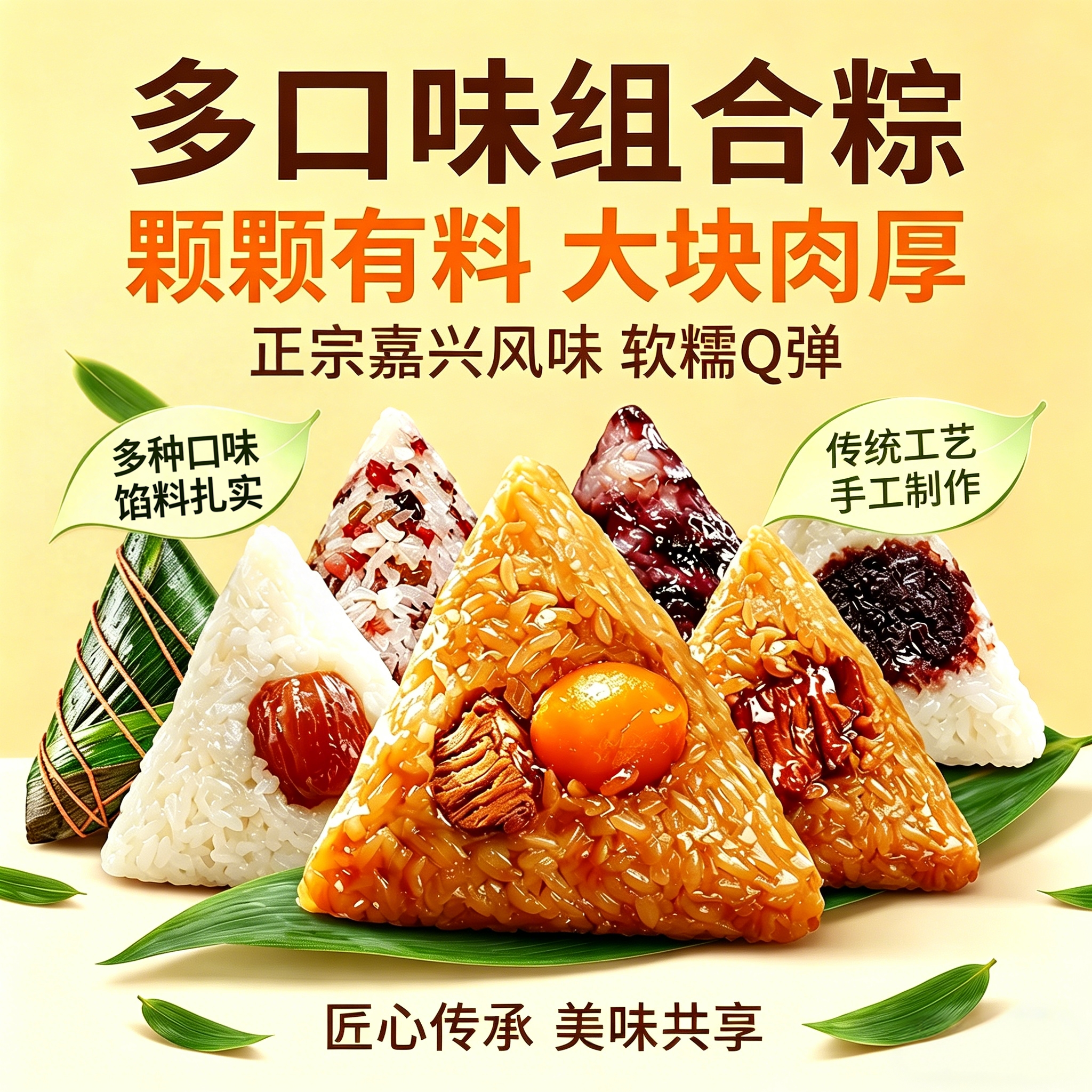 正宗嘉兴粽子散装批发真空独立包装多种口味混合蛋黄鲜肉蜜枣豆沙