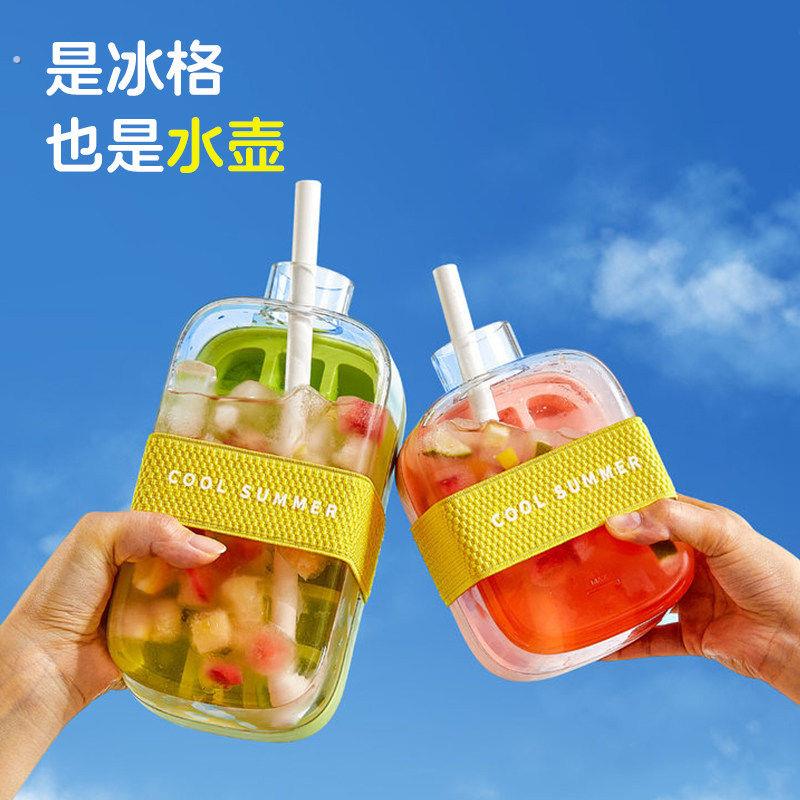 夏日冰格水杯高颜值大容量透明冰杯便携外带冷萃杯随手杯女生塑料图片