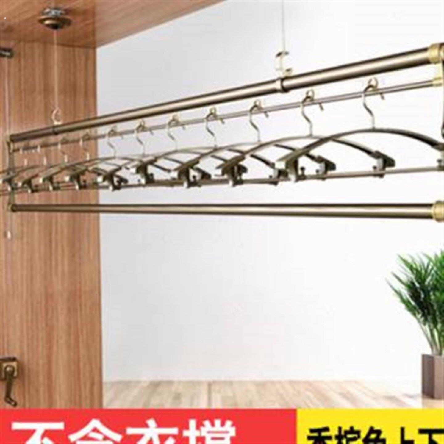 厂促手摇晾衣架升降小阳台上下杆家用晾衣杆自室内单杆晒捍手动品