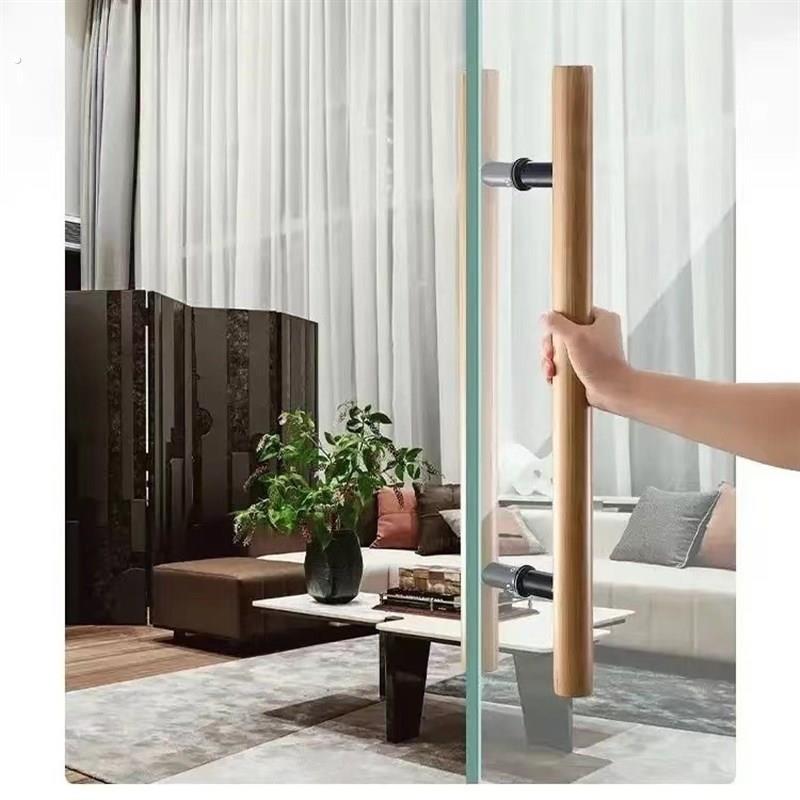 圆柱定制玻璃门拉手门把手新中式实木隐形门拉手商铺移门推拉大门