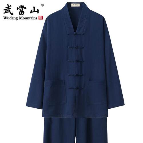 武当山服饰竹节麻传统服装男女2022新款三清领小褂薄款居士练功服
