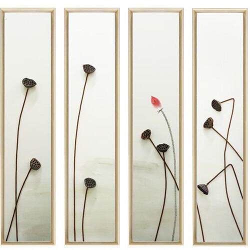 水墨莲蓬实物画立体画装饰画挂画新中式中国风样板房装饰画