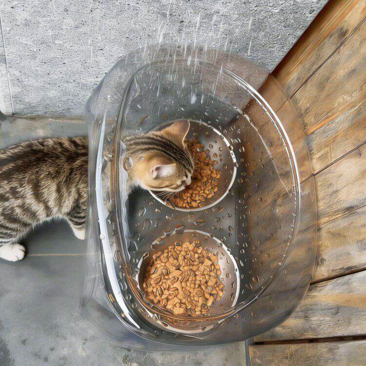 流浪猫户外窝透明喂食碗防雨棚防潮防蚁虫喂食器隐蔽环保猫狗通用