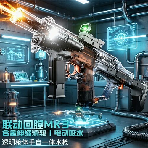 新款火舞MK3电动连发水枪灯光2.0