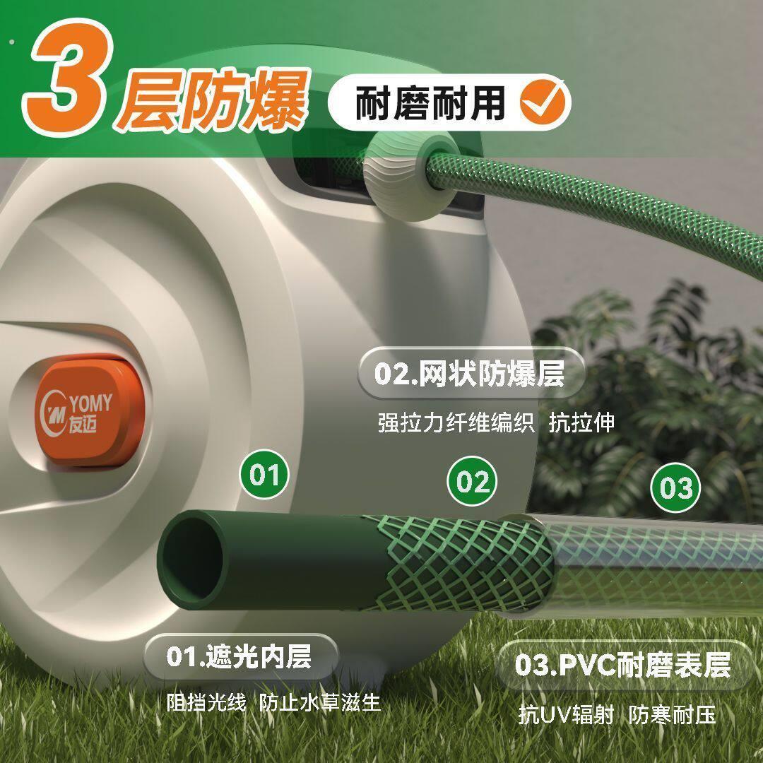 水鼓自动伸缩卷管器高压水管绕管器洗车水管收纳架水管自动回收器