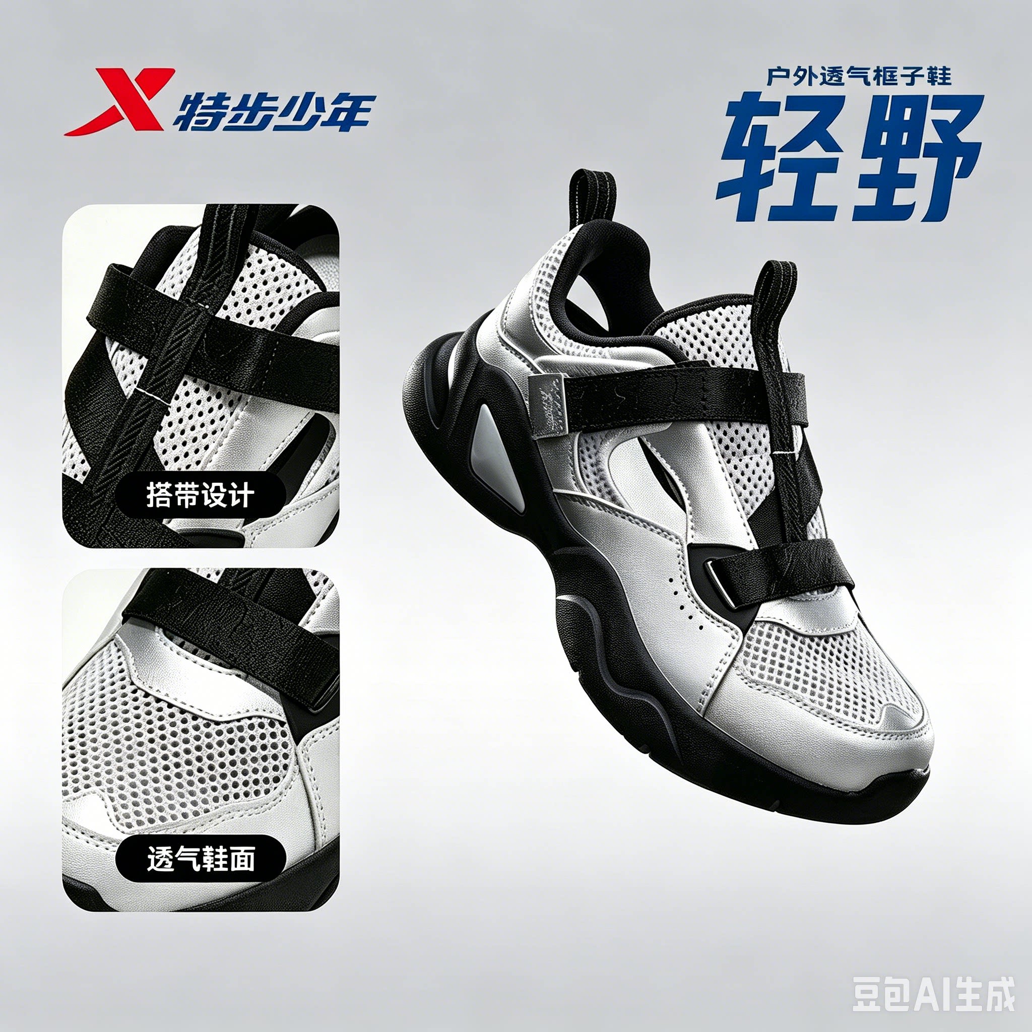 特步男童鞋网面透气2026新款夏季薄款儿童运动鞋男孩夏天单网鞋子图片