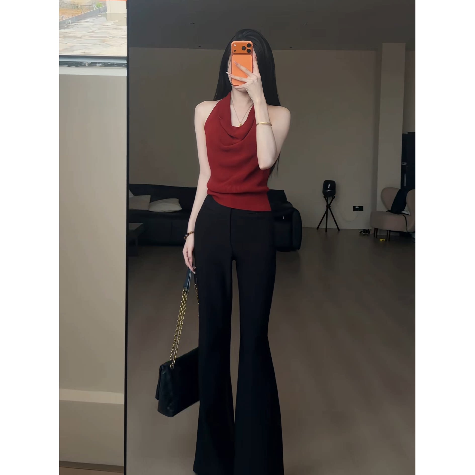 【桂影浮香】韩系纯欲辣妹风设计感背心夏季搭微喇裤套装