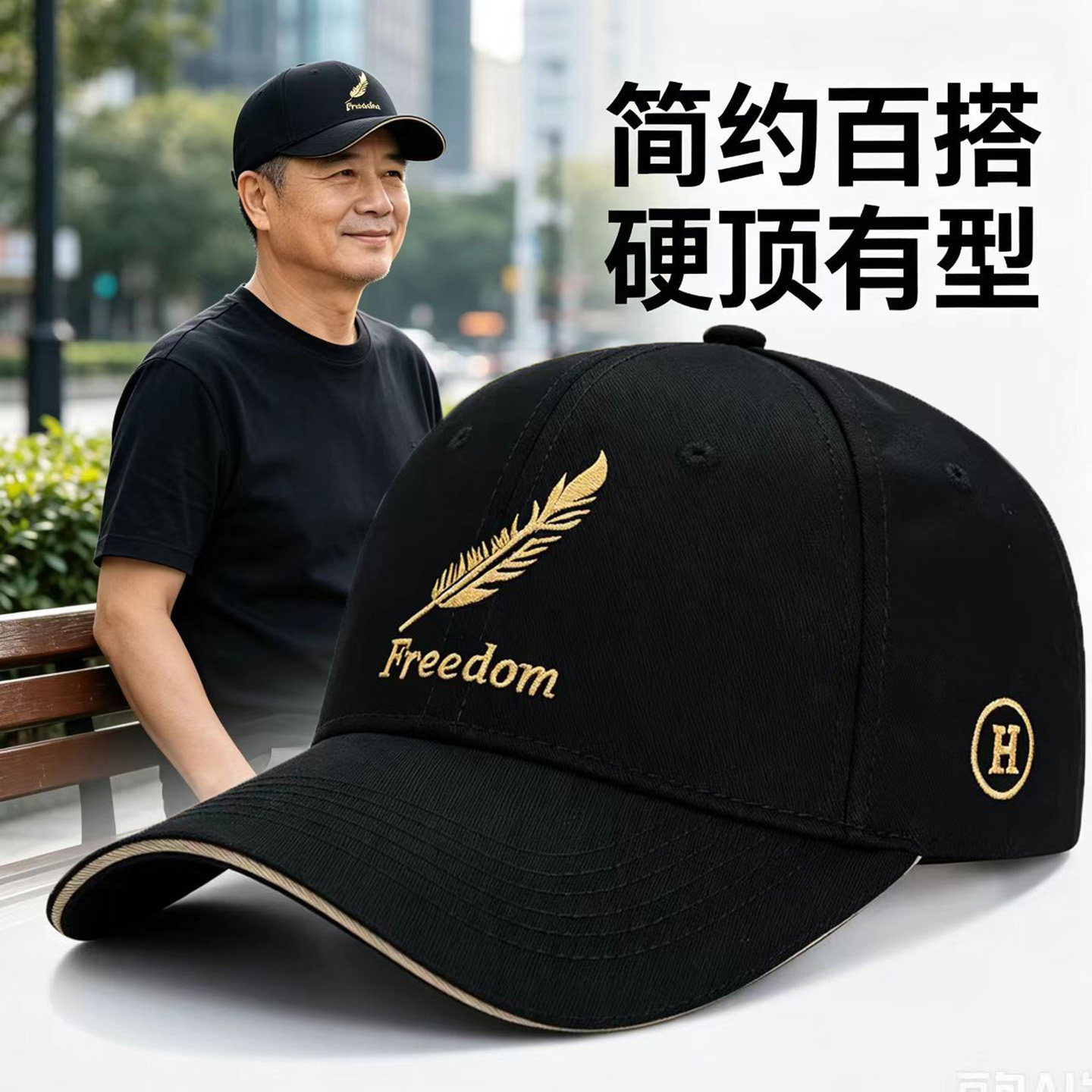 奔青春时尚百搭羽毛刺绣帽子