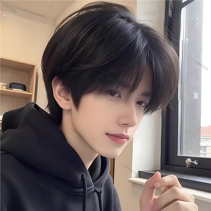 少年感假发男全头套韩系微分碎盖短发自然蓬松男生日常真假发套