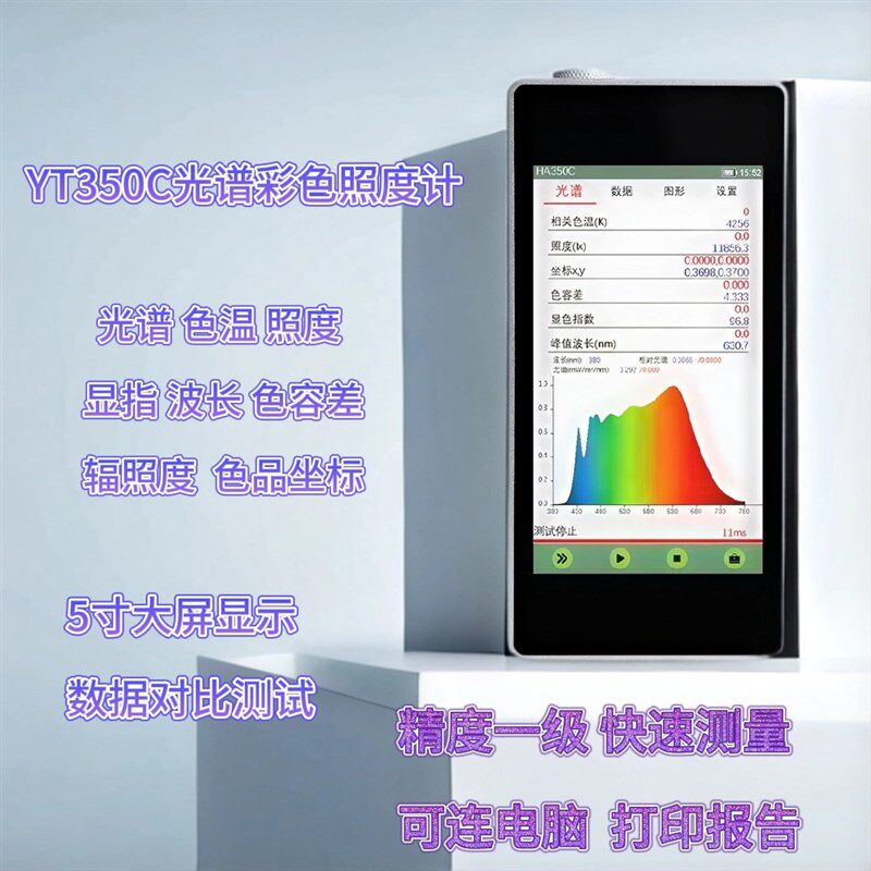 光谱彩色照度计色温仪光源色差计波长显色色品坐标显指