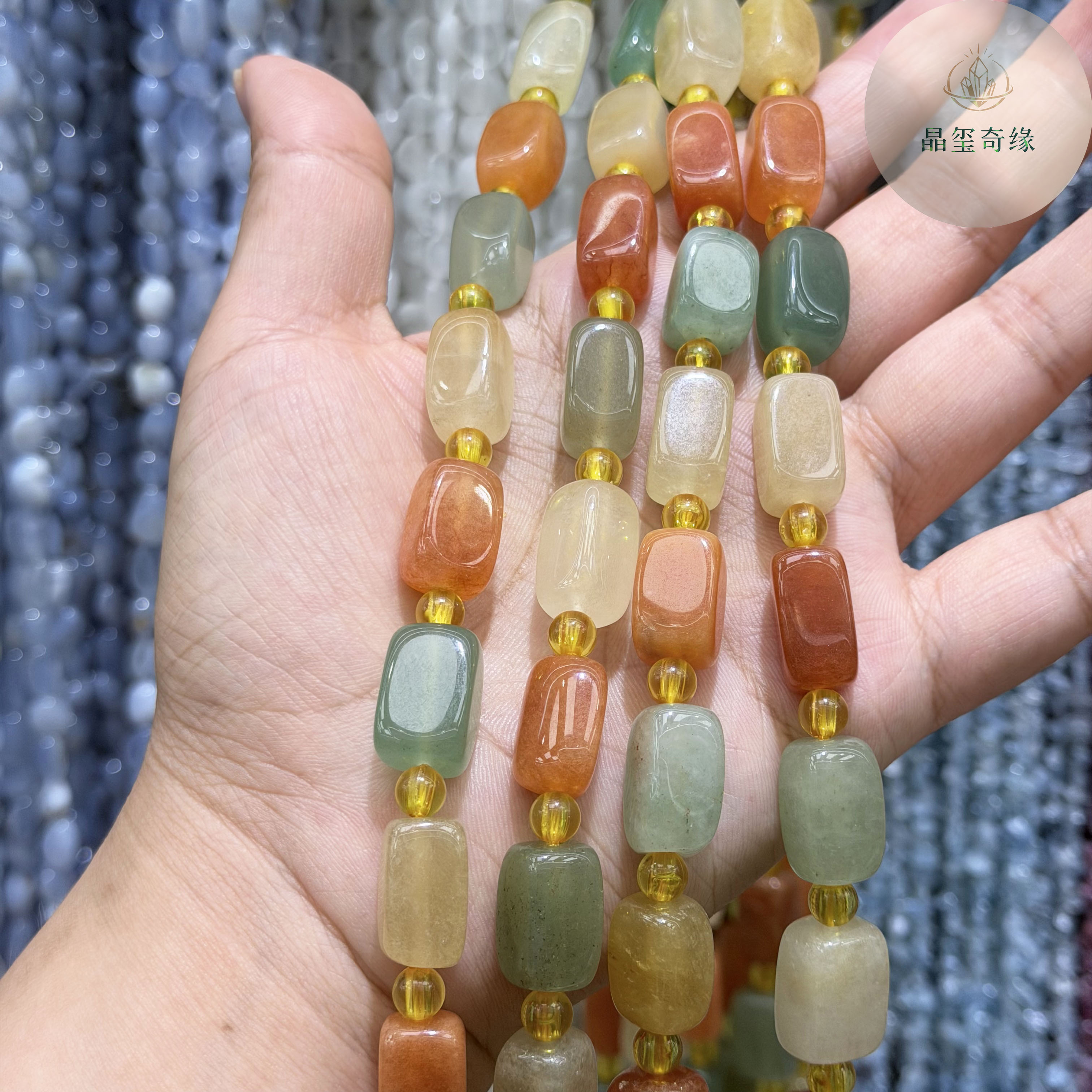 天然金丝玉东陵玉方糖散珠