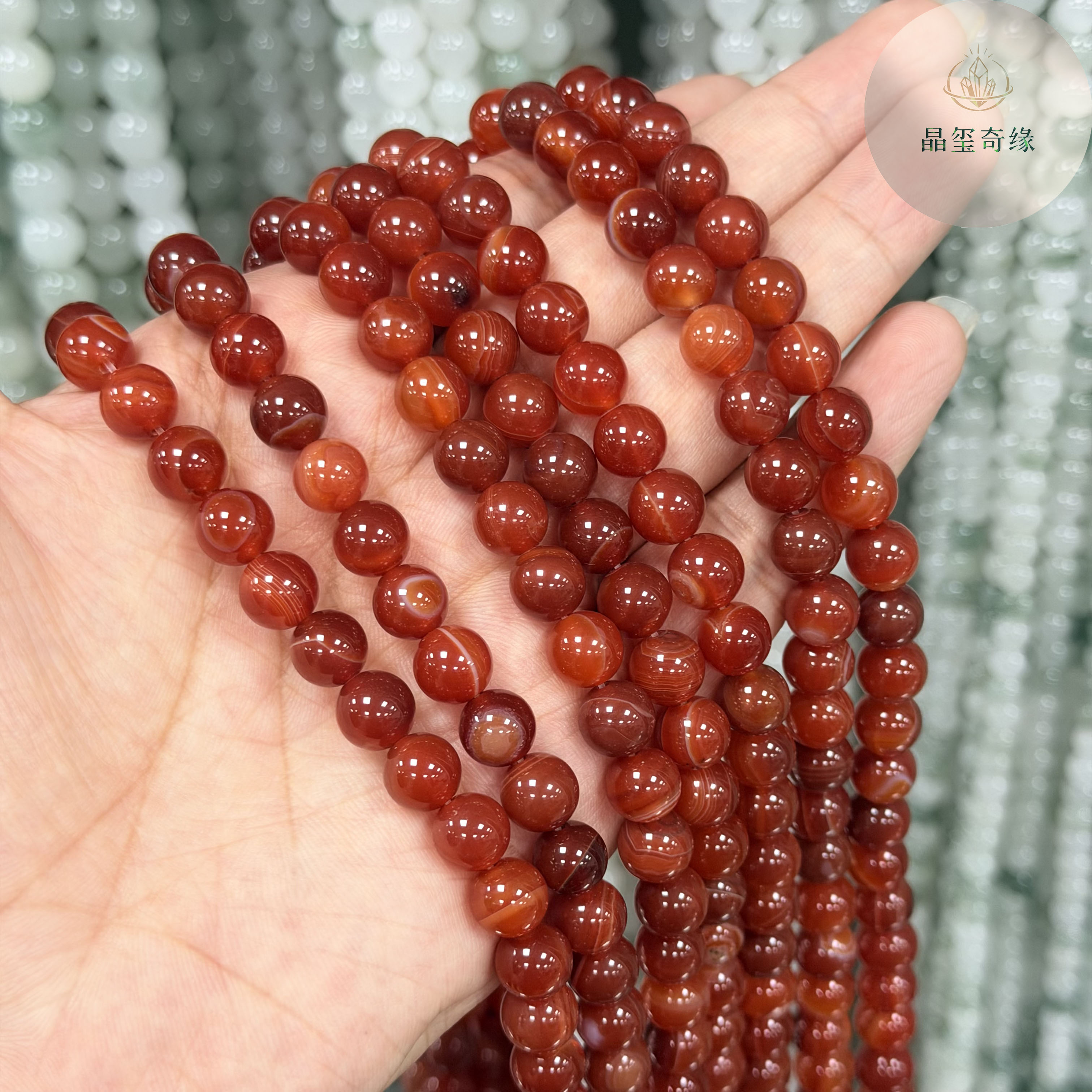 天然红缠丝玛瑙散珠手链DIY