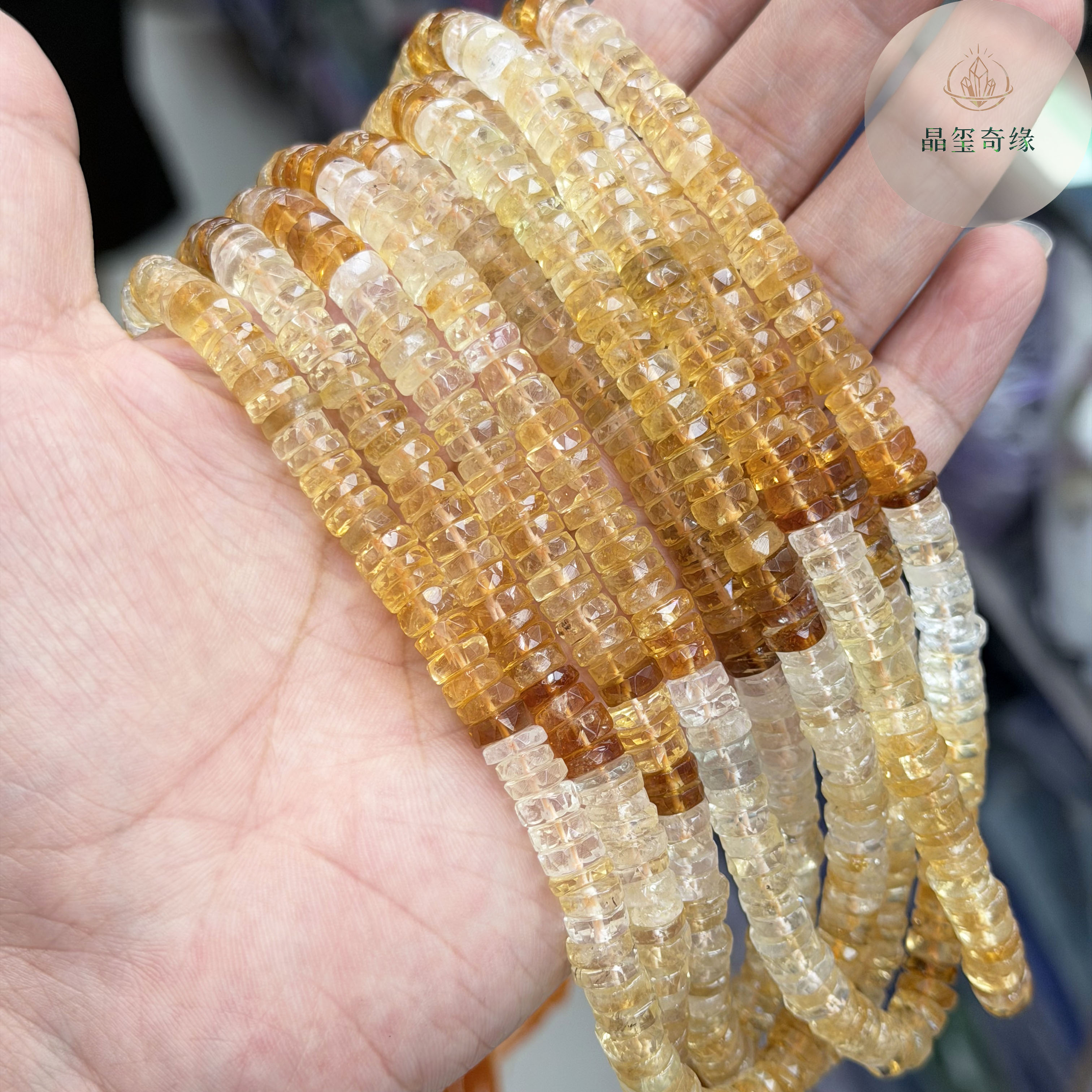 天然巴西黄水晶直切圆片散珠