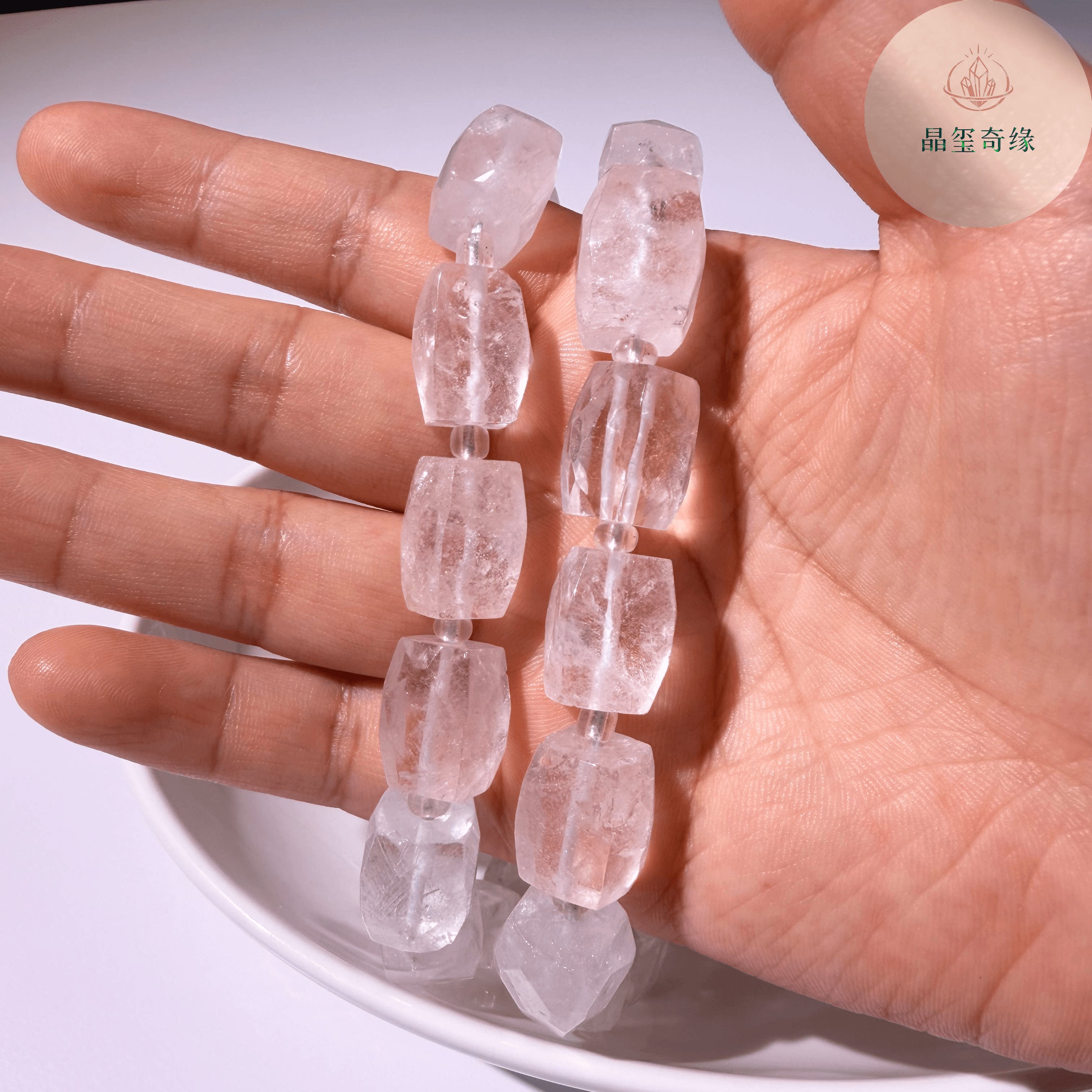 天然白水晶随形切面散珠