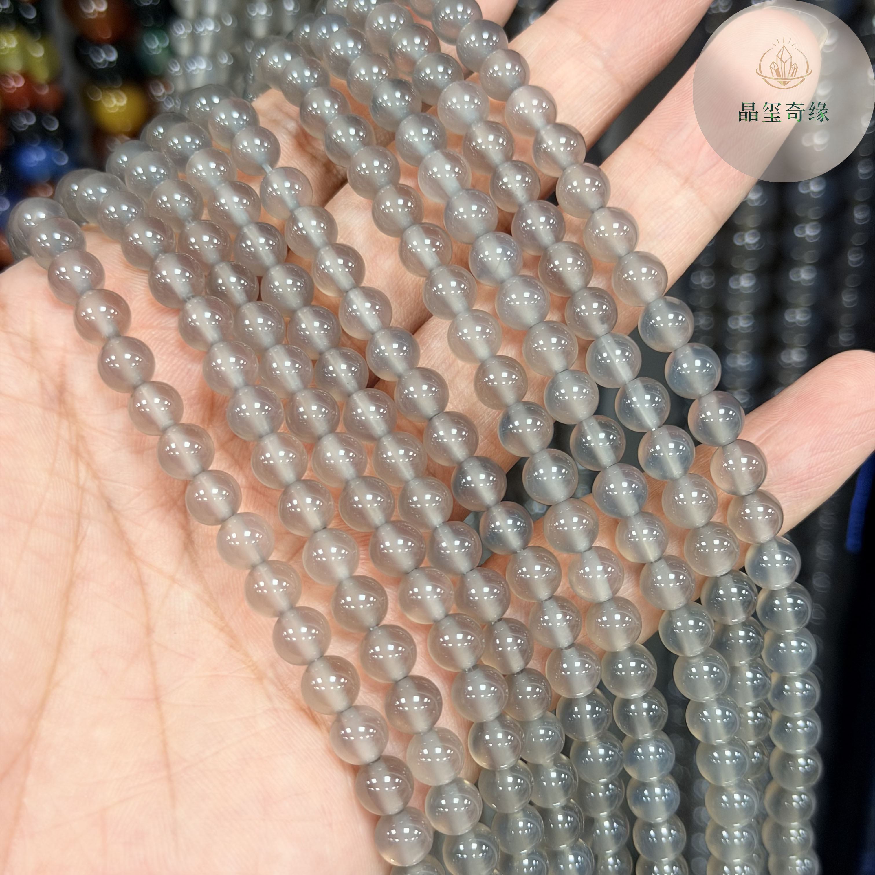 天然胭脂灰玛瑙水晶散珠DIY