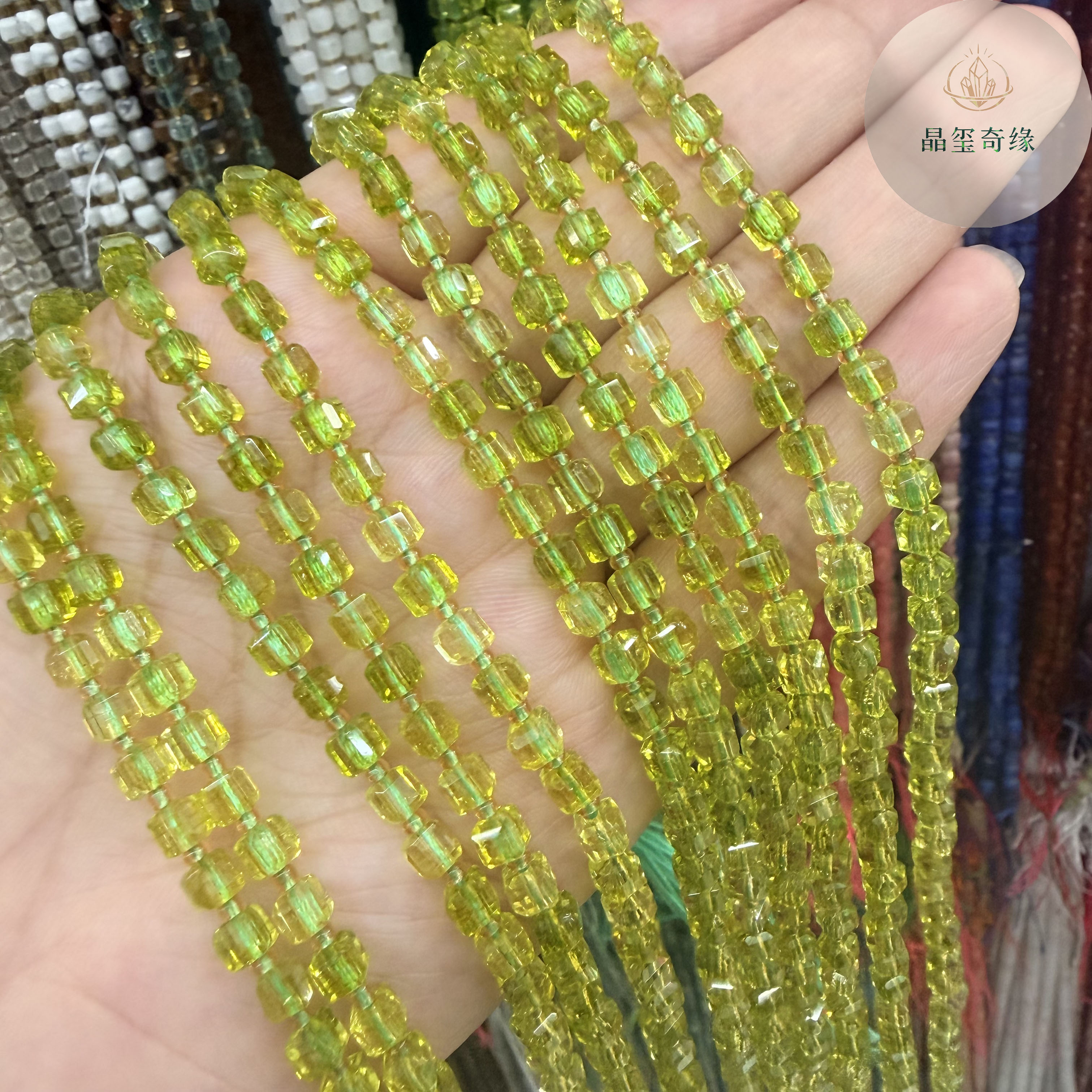天然橄榄晶草绿色散珠DIY串珠