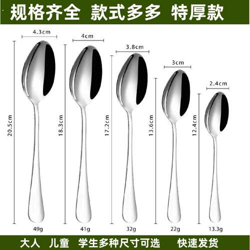 5个装勺子不锈钢长柄汤匙汤匙可携式勺加厚饭匙吃饭公勺汤勺餐具