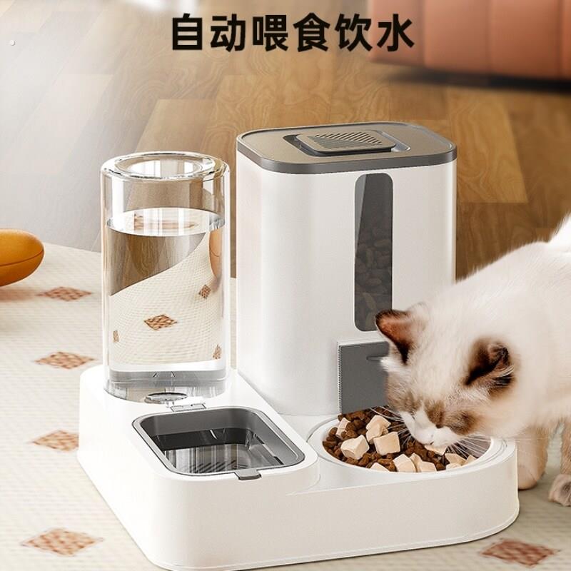 二合一自动喂食器猫狗双碗小型可视定量投放宠物粮水一体分离食盆