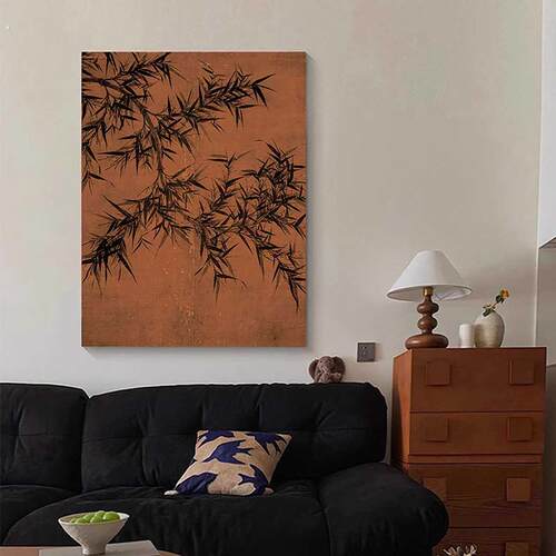 中古风墨竹客厅装饰画国风复古沙发背景墙挂画新中式玄关茶室壁画