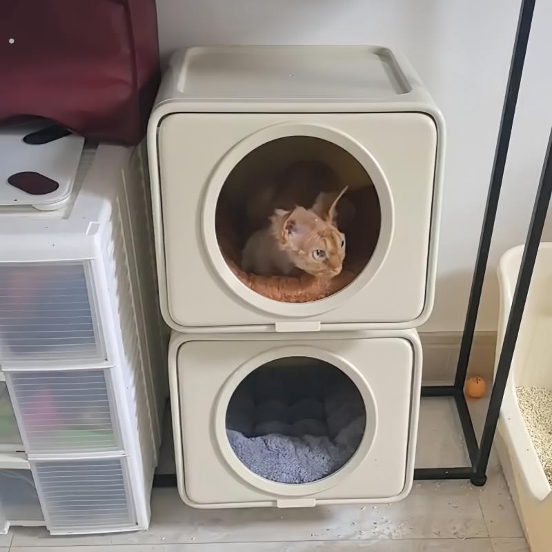 猫咪躲避屋上下两层猫窝封闭式太空舱猫别墅不占地方小狗新型狗窝
