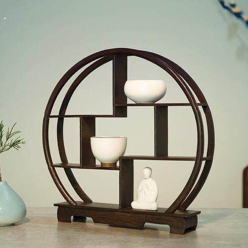 红木紫砂壶架子茶具架置物架鸡翅木实木博古架小多宝阁底座茶具架