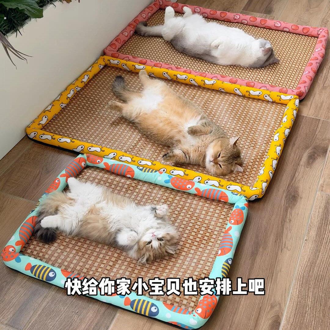 藤编猫窝夏季凉席冰垫子降温神器猫咪睡窝凉垫超大四季通用新款