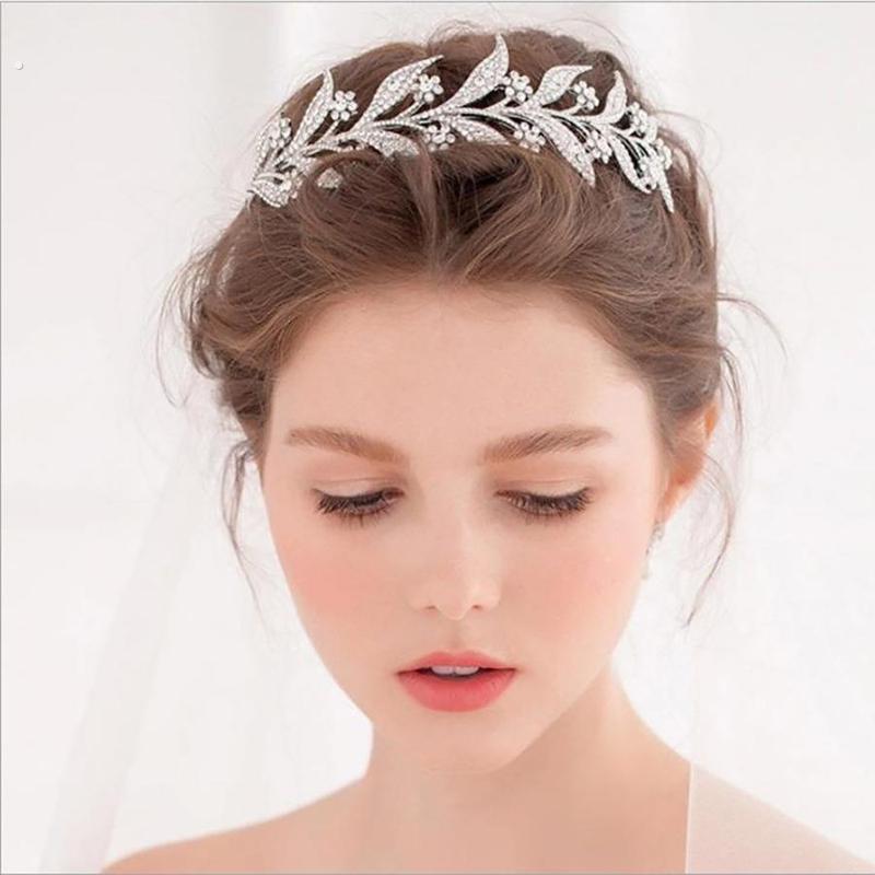 新娘结婚头饰韩式婚纱礼服配饰水钻叶子造型盘发配饰简约结婚发饰