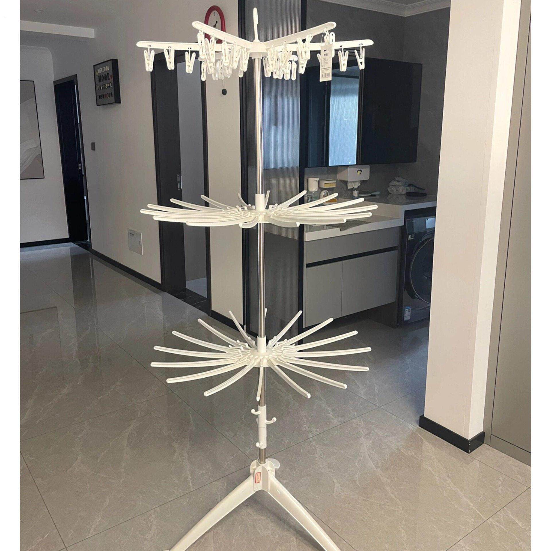 婴儿晾衣架宝宝专用落地阳台室内折叠晾晒多夹子多功能尿布架神器