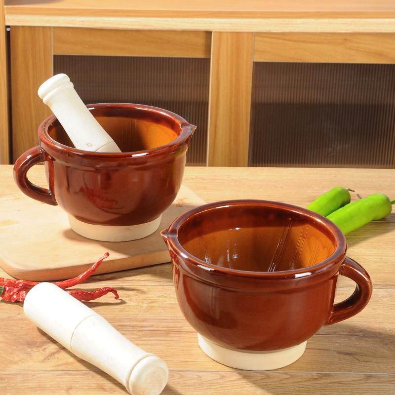 擂钵陶瓷老式擂辣椒冲皮蛋的雷钵擂茶舂钵商用家用捣蒜研磨器蒜臼